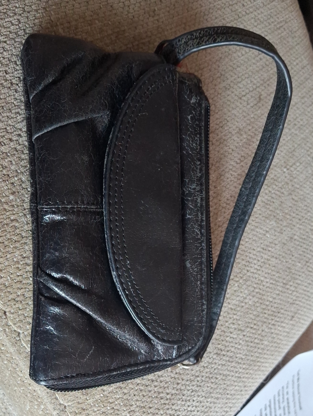 HOBO Black Leather Wristlet Clutch with Strap